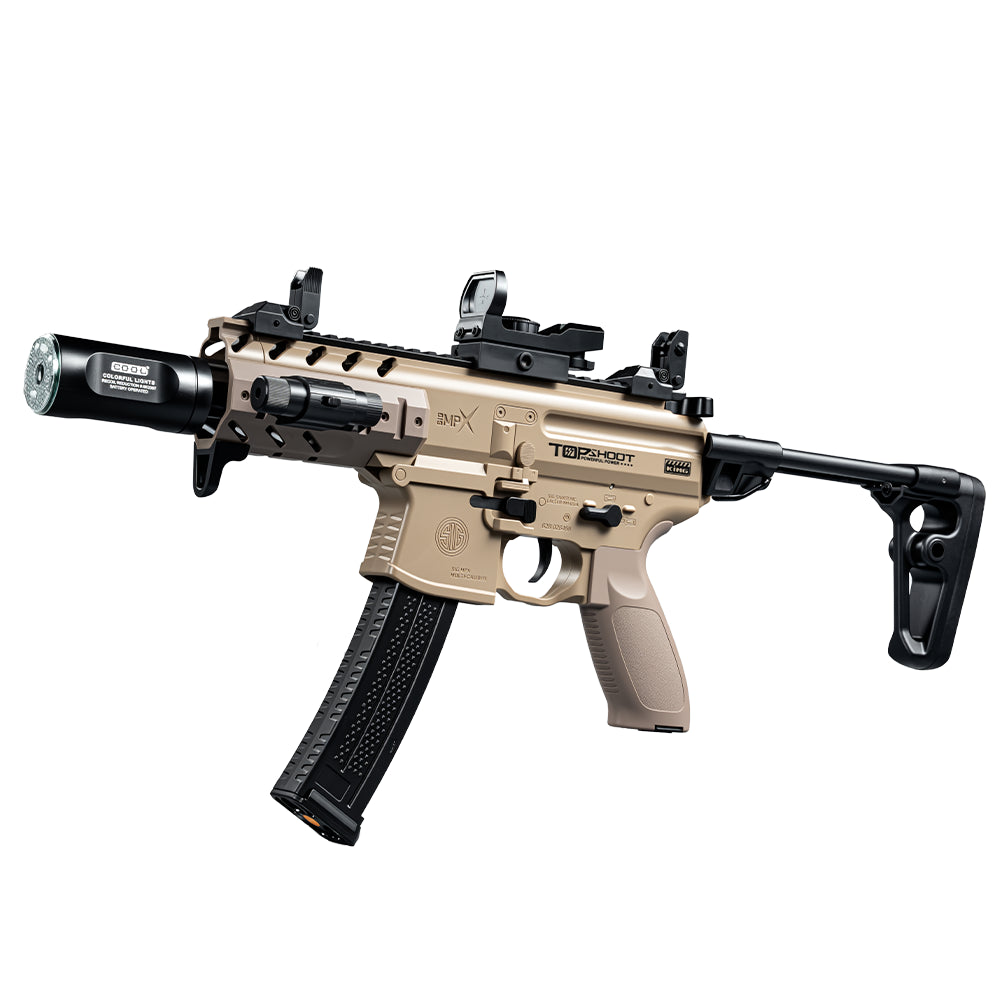 LH MPX Gel Blaster with 7 Colors of Lighted Silencer - Tan Gel Blaster image